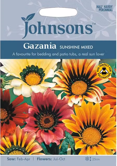 Johnsons Mixed Colour Gazania Sunshine Ornamental Flower Seeds