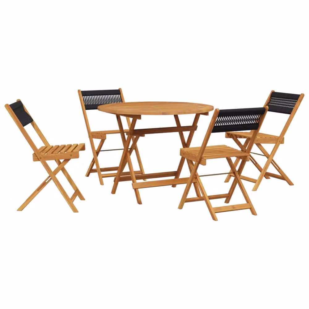 Berkfield Home 5 Piece Modern Garden Dining Set in Black Polypropylene and Acacia Wood – 2