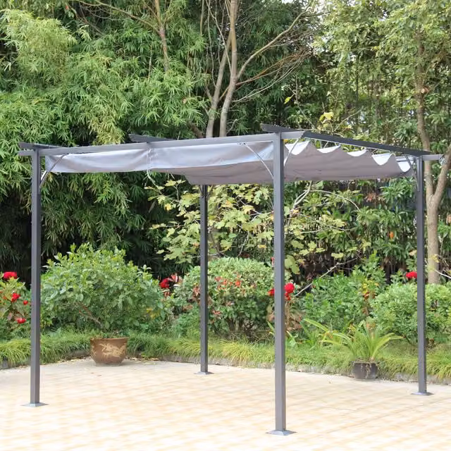 Royalcraft Prague Pergola Sunshade Gazebo in Black and Grey