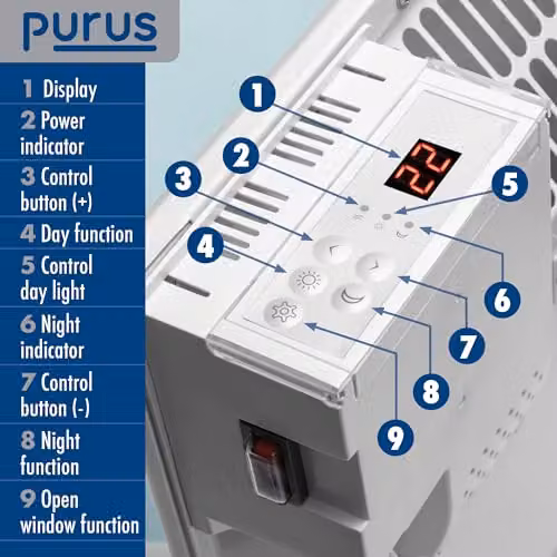 Purus 600W White Convector Electric Panel Heater, Wall Mounted or Freestanding – 4