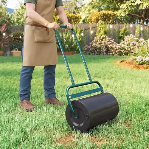 Outsunny Manual Garden Lawn Roller Aerator in Dark Green, holds 62kg of Sand or 38L of Water – 7