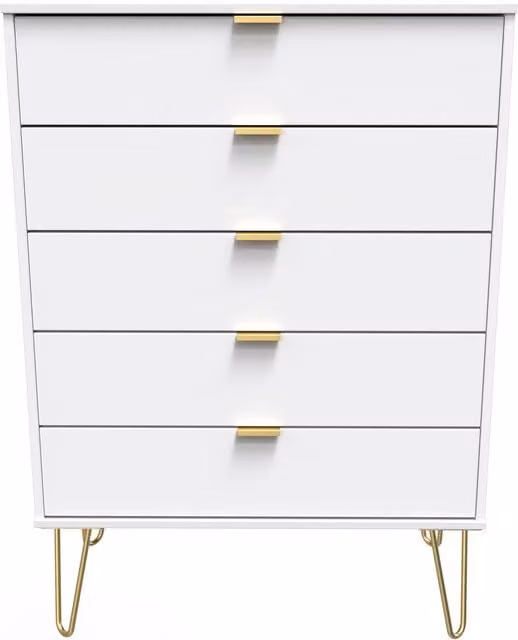 Ready Assembled 2 U Fuji 5 Drawer Chest in White