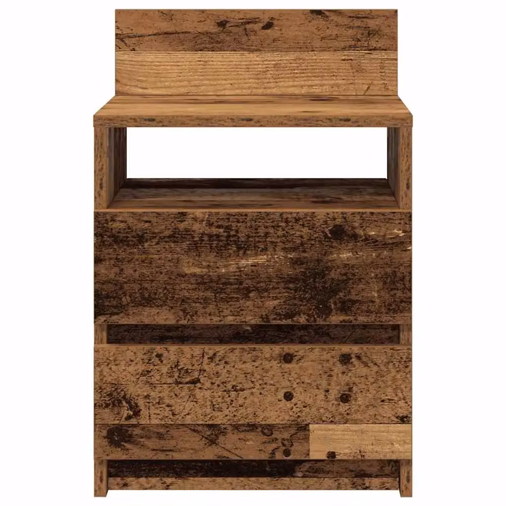 Berkfield Home Set of 2 Bedside Cabinets with 2 Drawers in Brown Old Wood, W: 40 cm, D: 33 cm, H: 60 cm – 3