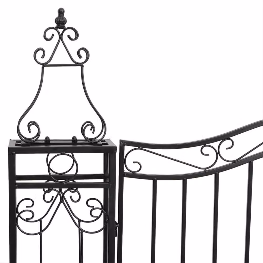 Berkfield Home Black Wrought Iron Swing Garden Gate, W/D/H: 121 x 8 x 150 cm – 4