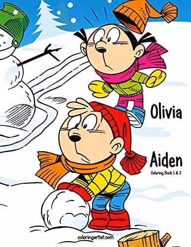 Olivia & Aiden Colouring Book 1 & 2 for Children, Multicolour