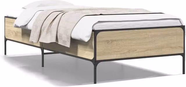 Berkfield Home Sonoma Oak Small Single Bed Frame in Beige, W: 75 cm, L: 190 cm