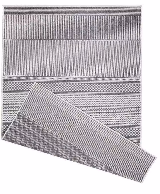 THE RUGS Reversible Duo Weave Collection Outdoor Rug in Grey Fine Line Design, W: 120 cm, L: 170 cm – 2