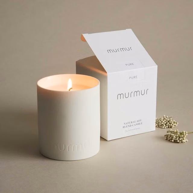 Murmur Pure 1 Wick Scented Tabletop Candle in White Ceramic with Fruity, Floral, Woody and Oriental Notes
