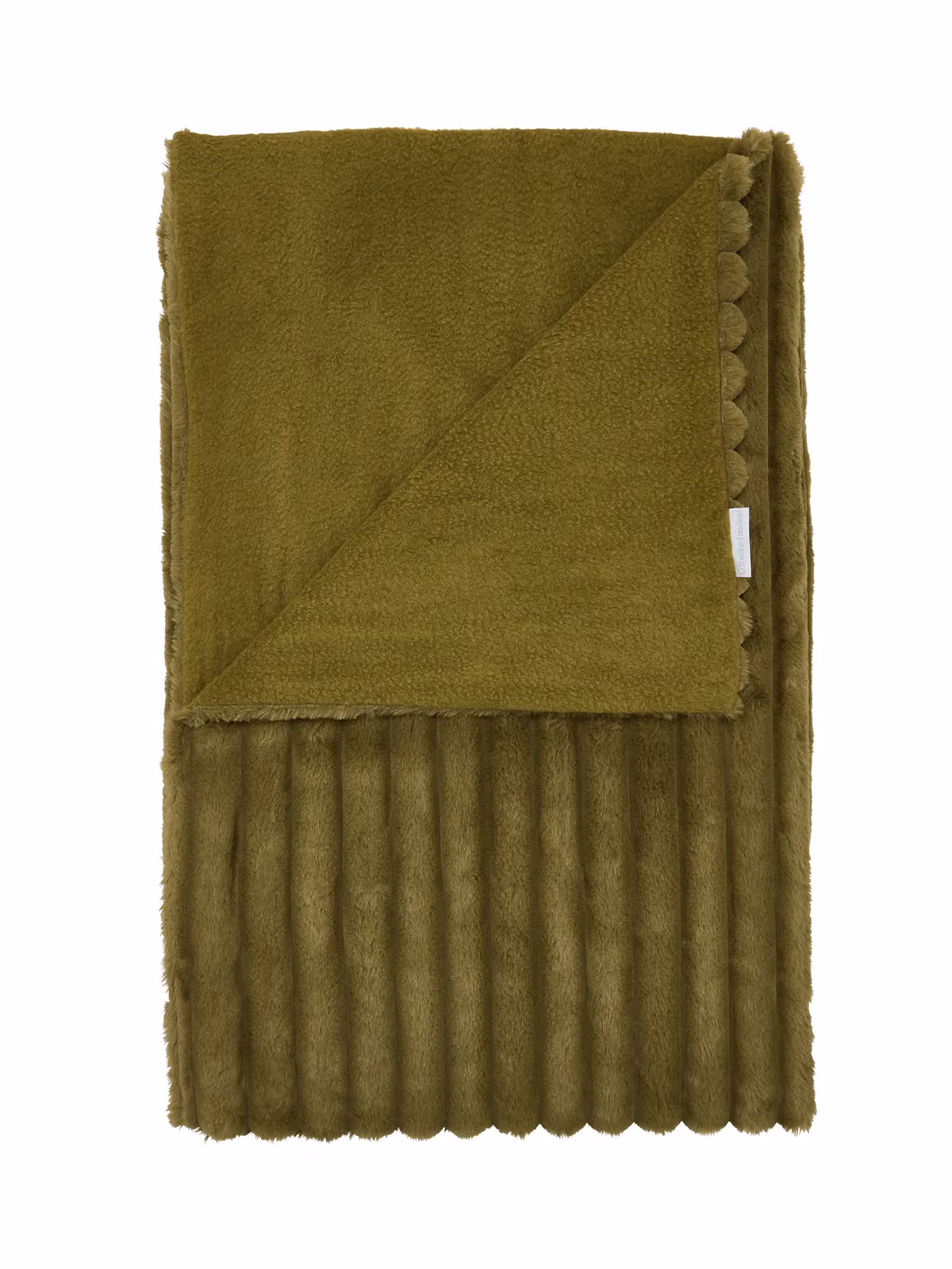 Catherine Lansfield Cosy Ribbed Faux Fur Throw in Green, W/D/H: 130 x 170 cm – 2