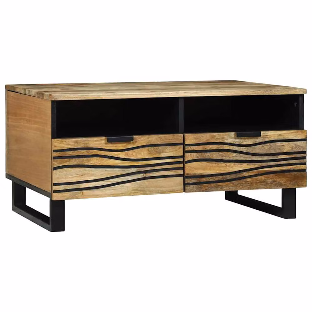 Berkfield Home Elegant Rectangular Coffee Table in Brown Solid Mango Wood W/D/H: 80 x 54 x 40 cm – 2