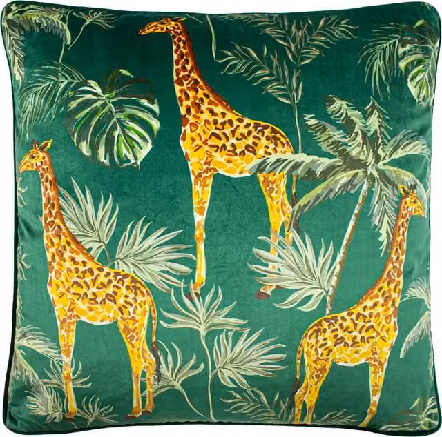 Make it a Home Giraffe Palm Velvet Cushion in Green