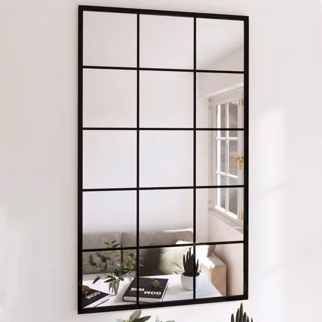 Berkfield Home Set of 4 Classic Square Metal Wall Mirrors in Black, W: 60 cm x H: 60 cm – 1