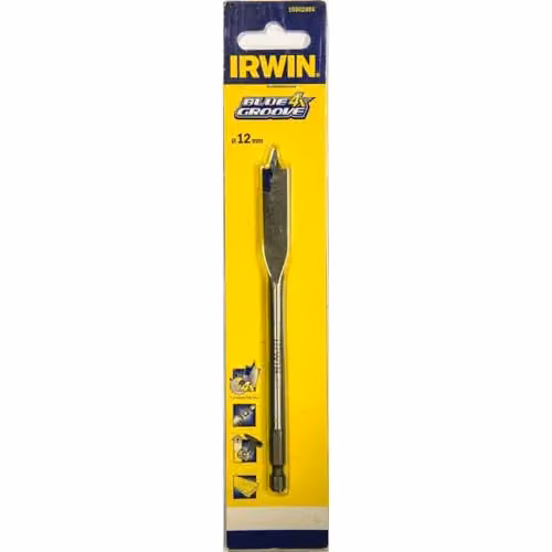 Irwin Blue Groove Flat Bit, Diameter: 12 mm, Length: 152 mm, Blue/Silver/Multicolour