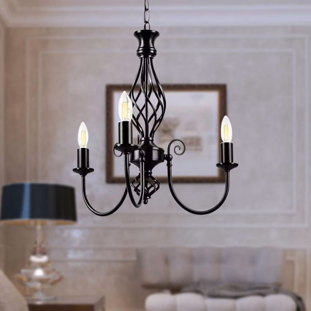 First Choice Lighting Barley Twist Black 3 Light Suspended LED Pendant Light – 2