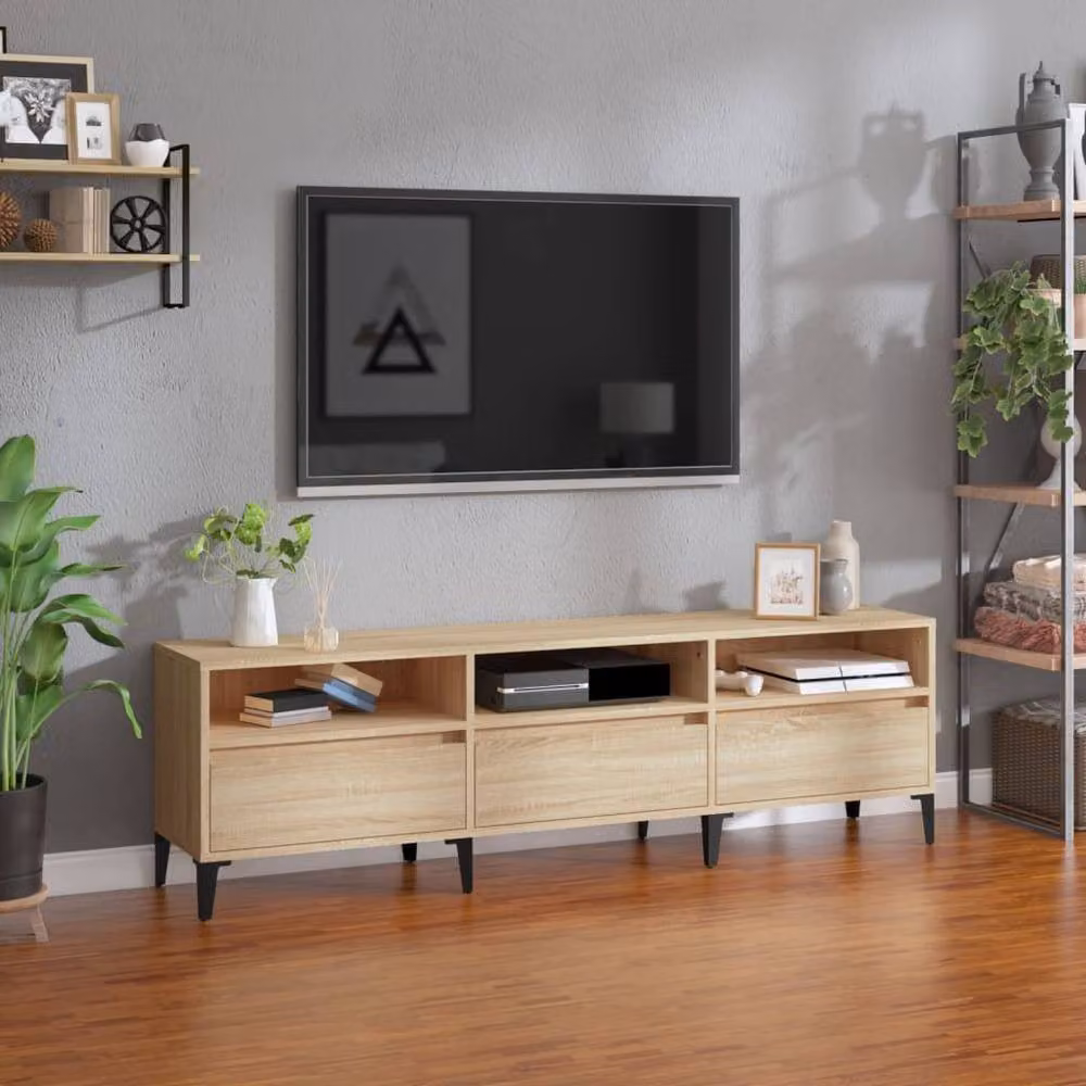Berkfield Home Sonoma Oak TV Cabinet in Brown, W/D/H: 150 x 30 x 44.5 cm – 2