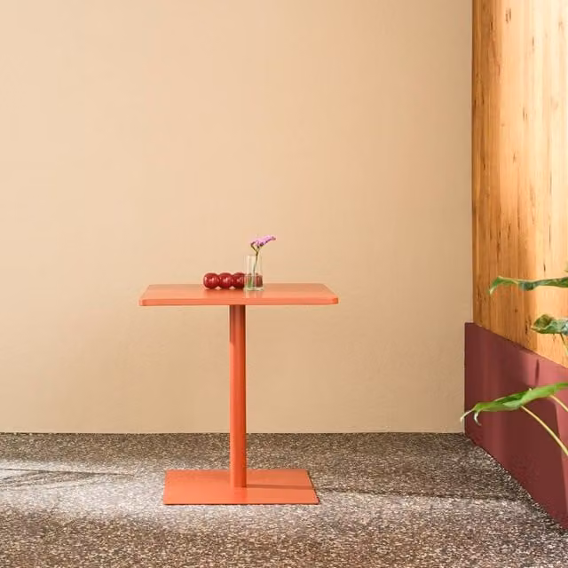 Sweekeek Square Steel Bistro Garden Table in Terracotta
