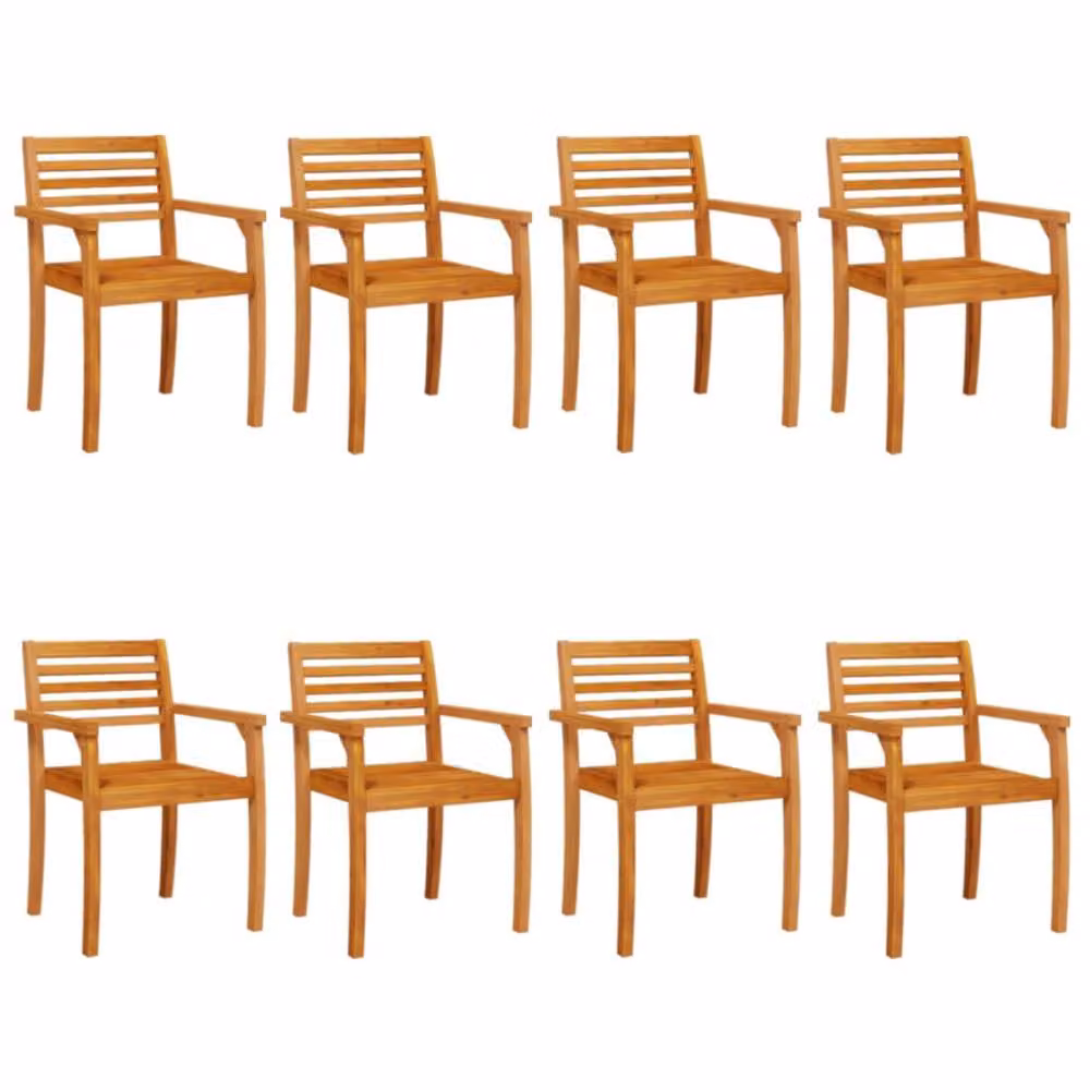 Berkfield Home Beautiful Set of 8 Modern Acacia Wood Garden Chairs in Brown, W/D/H: 59 x 55 x 85 cm – 3