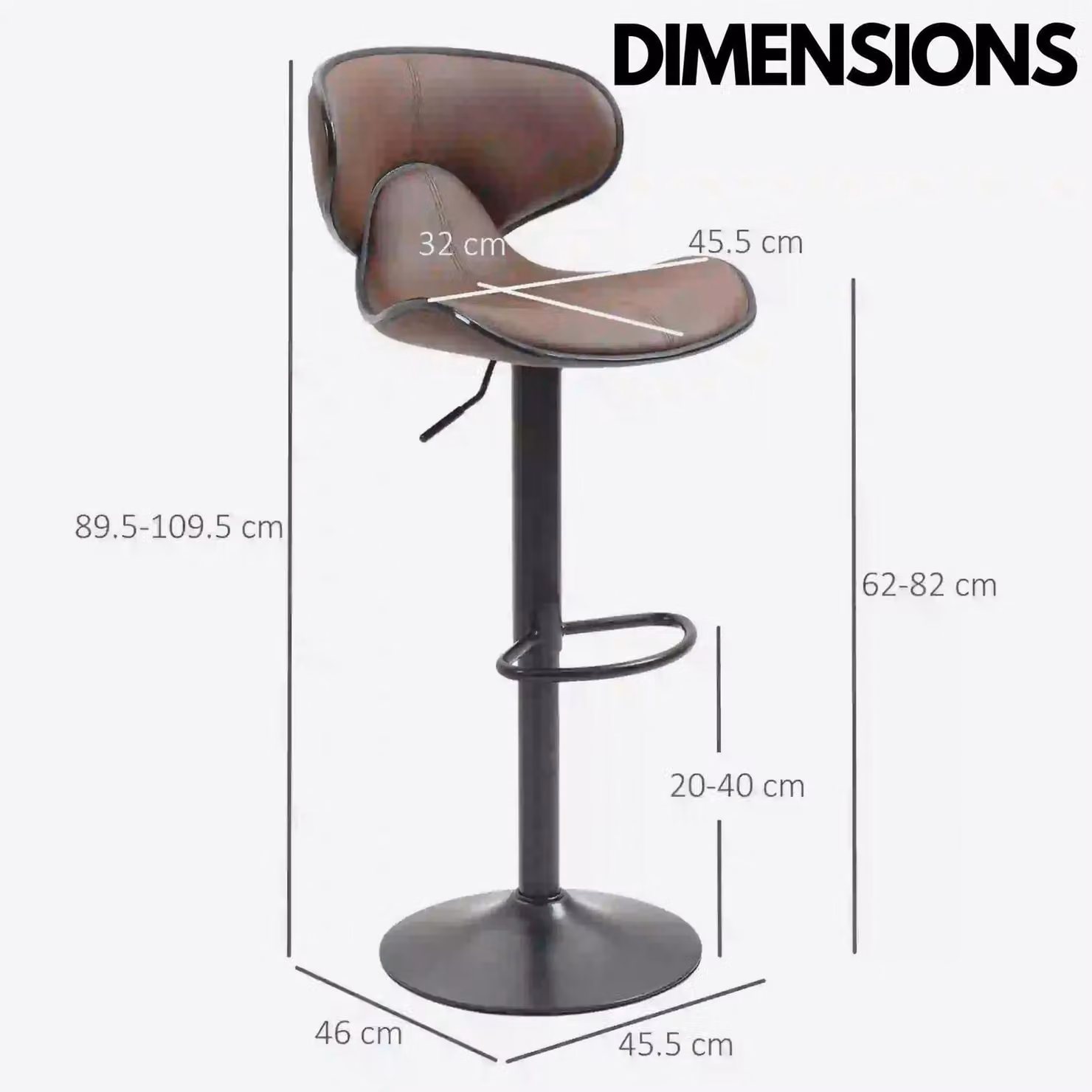 Rafaelo Mobilia Set of 2 Brown Synthetic Leather Swivel and Adjustable Height Dining Chairs – 4