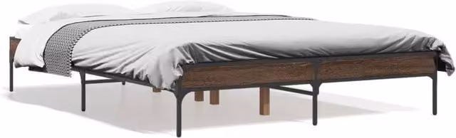 Berkfield Home Double Bed Frame in Brown Oak, W: 135 cm x D: 190 cm – 1