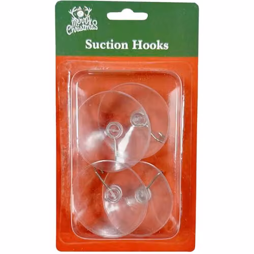 SHATCHI 6-Piece Heavy Duty Reusable Multi-Purpose Suction Hooks in Transparent PVC, Diameter: 53 mm – 3