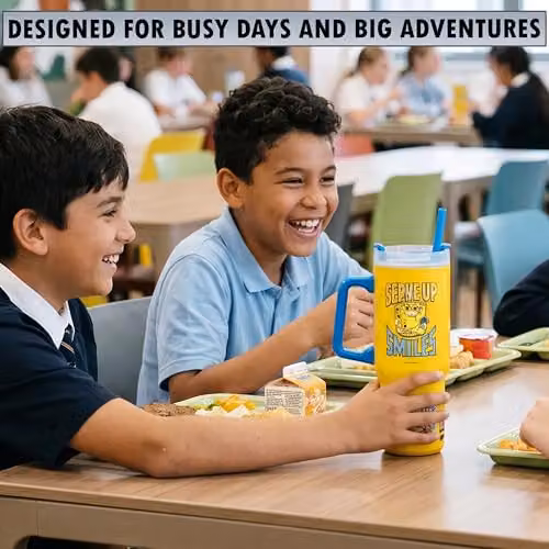 Get Trend SpongeBob SquarePants Insulated Stainless Steel Tumbler with Straw and Handle, Yellow, 920ml – 3