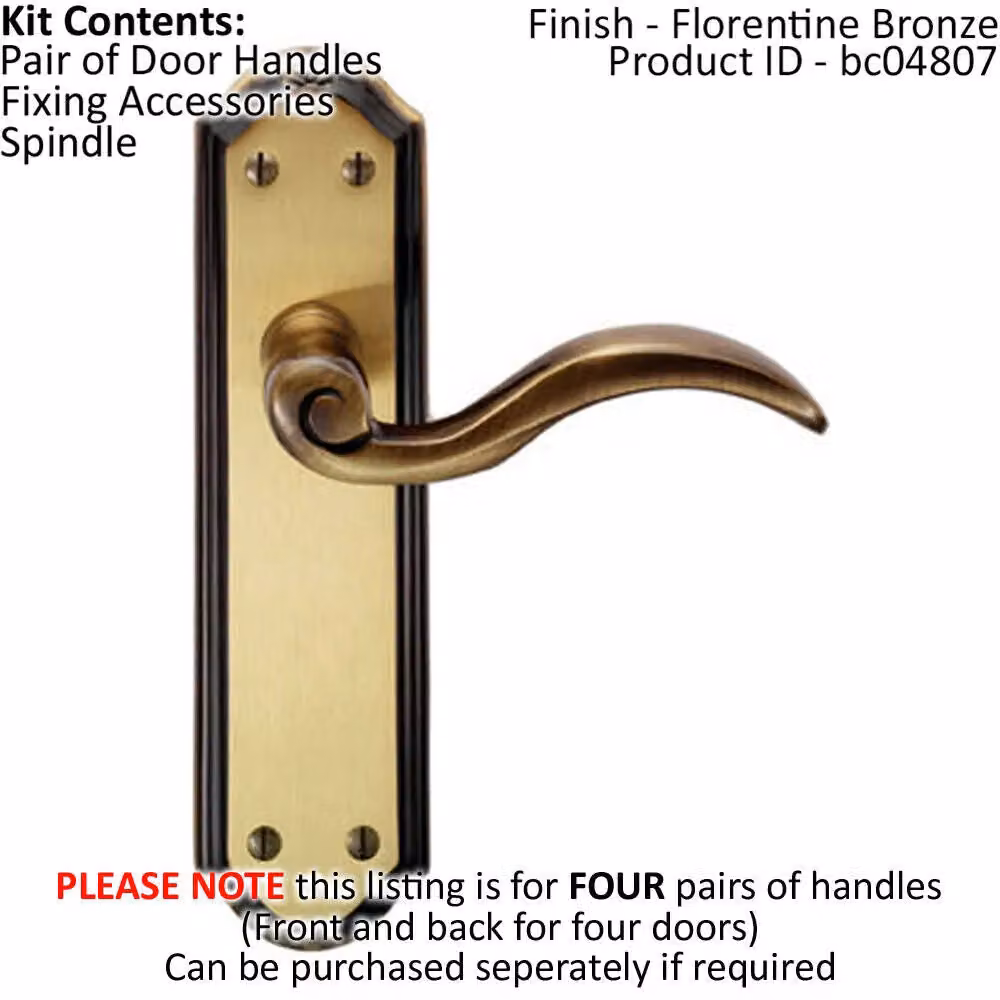 Loops 4x Pair Brass Spiral Sculpted Handle on Latch Backplate, Florentine Bronze, W: 180 mm, H: 48 mm – 2