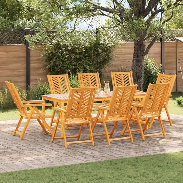 Berkfield Home Set of 8 Reclining Garden Chairs in Brown Rustic Acacia Wood – 1