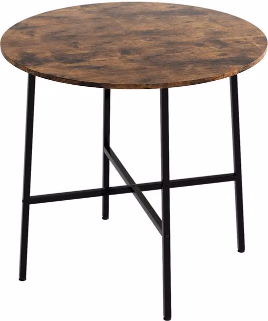 Levede Round Industrial Dining Table in Brown and Black, Diameter: 80 cm, Height: 75 cm