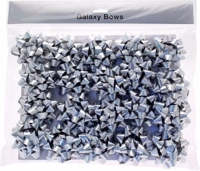 KDMD Holographic Silver Sticky Back Bows Pack – 1