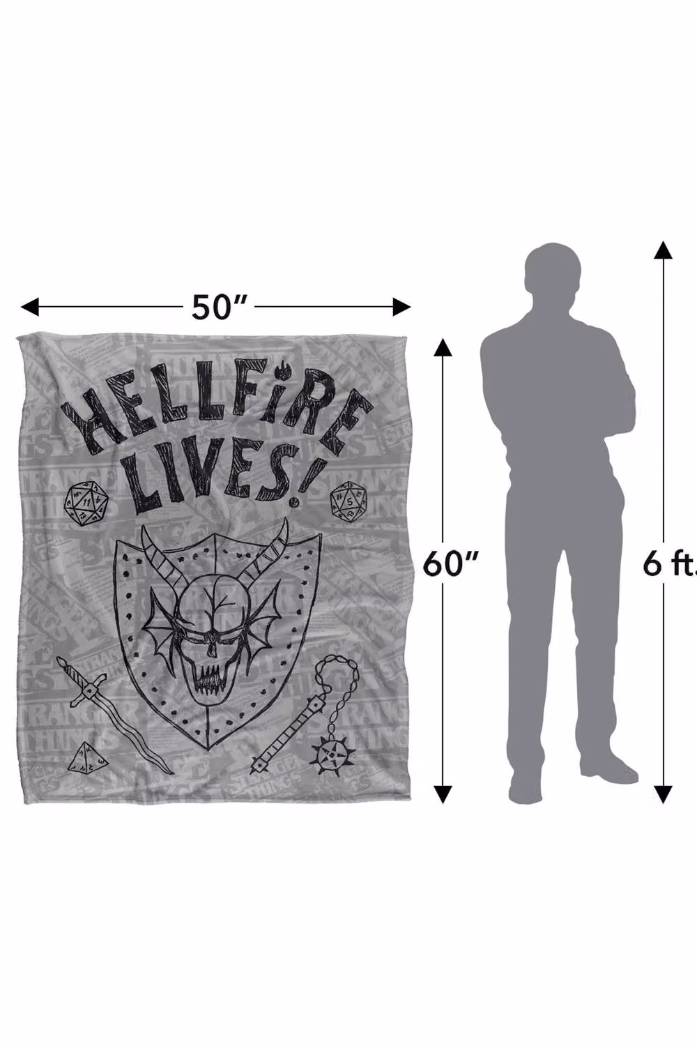 Netflix Stranger Things Hellfire Club Graduation Super Soft Fleece Throw Blanket, Multicolour, W/D/H: 152 x 127 cm – 3