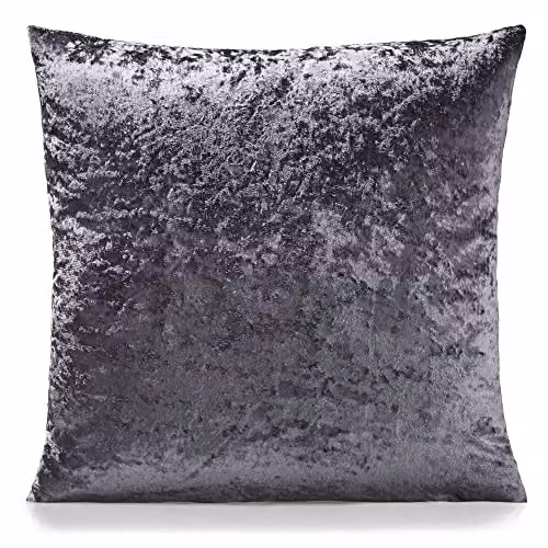 Alan Symonds Charcoal Grey Crushed Velvet Square Cushion, W/D/H: 45 x 45 x 4.5 cm – 2