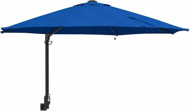 Berkfield Home Wall-mounted Garden Parasol with LEDs in Azure Blue, Diameter: 248 cm