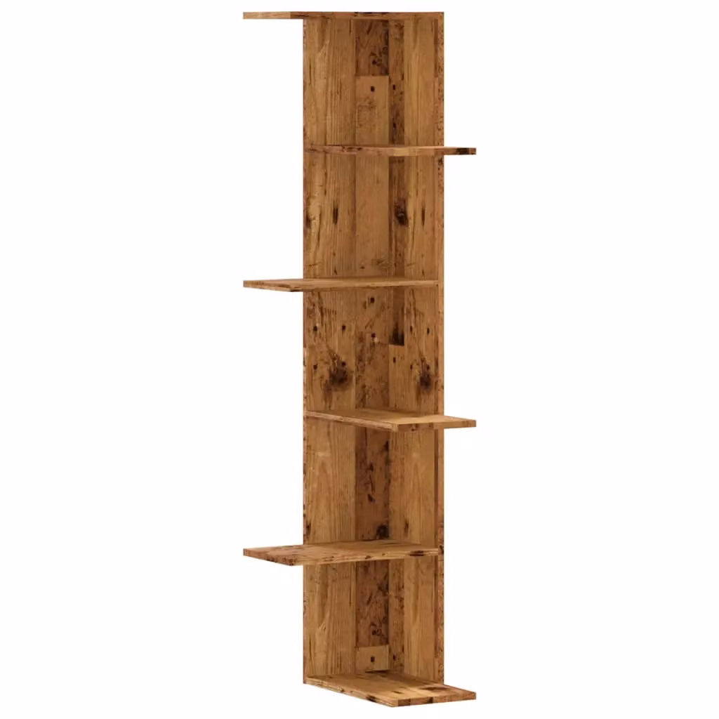 Berkfield Home Wall Mounted Corner Shelf in Brown Old Wood, W/D/H: 36.5 x 36.5 x 140 cm – 2