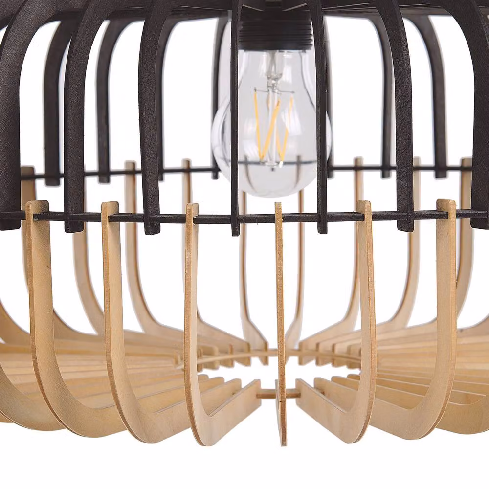 Wyld and Coco Hanging Pendant Lamp in Brown and Black Wood – 5