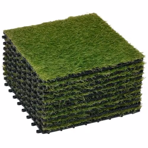 Outsunny 10-Piece Artificial Grass Turf Tile Set, Dark Green, W/D: 30 x 30 cm