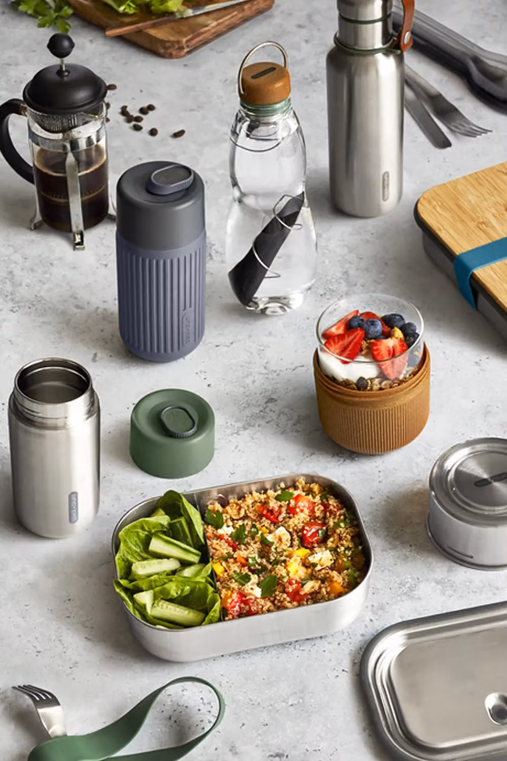 Black + Blum Double Walled Glass Travel Mug with Lid, Grey – 4