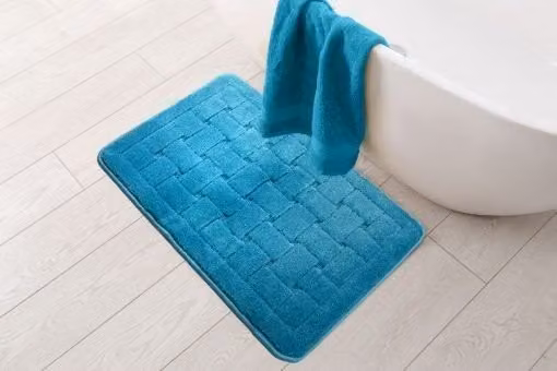 New Edge Blinds Blue Rectangular Bath Mat, Width: 45 cm, Depth: 75 cm
