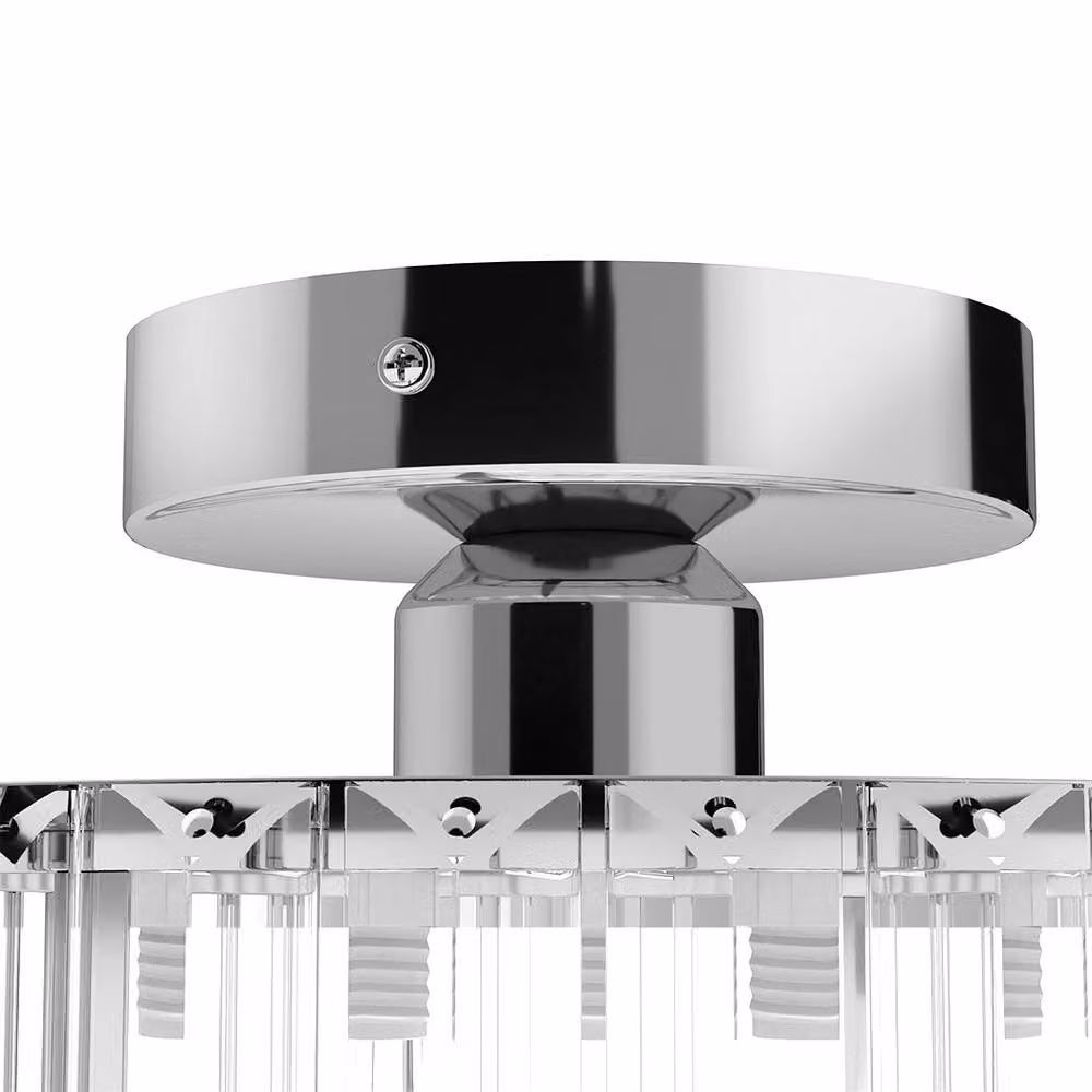 Emitto Crystal Ceiling Light Chandelier in Chrome and Transparent Glass with E27 Fitting – 4