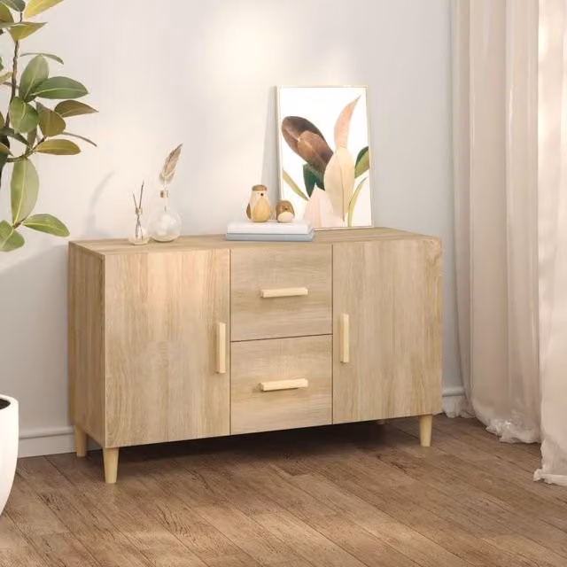 Berkfield Home Sonoma Oak Sideboard in Brown, W/D/H: 100 x 36 x 60 cm