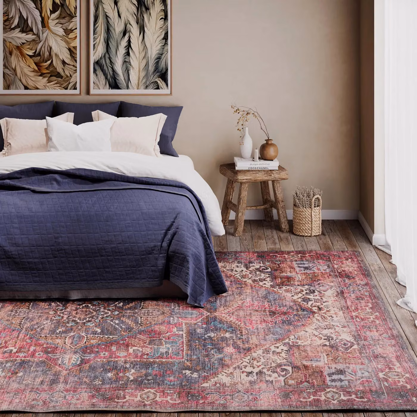 Kukoon Pink Distressed Soft Washable and Liquid Repellent Living Room Area Rug in Dark Indigo, W/D/H: 60 x 240 cm – 3