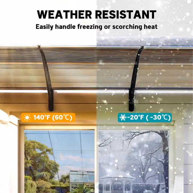 Outsunny Wall-Mounted Front Door Canopy and Outdoor Window Porch Awning, Brown, Width: 303 cm