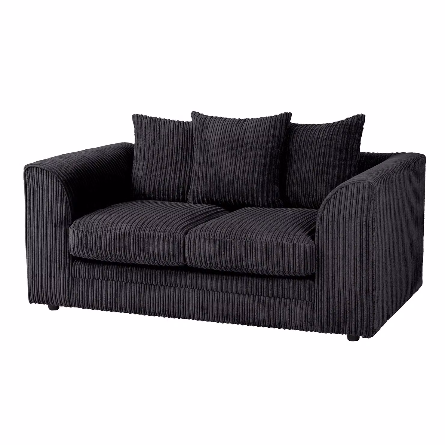 SquareBoxx Lennox 2 Seater Upholstered Sofa Set in Black – 2