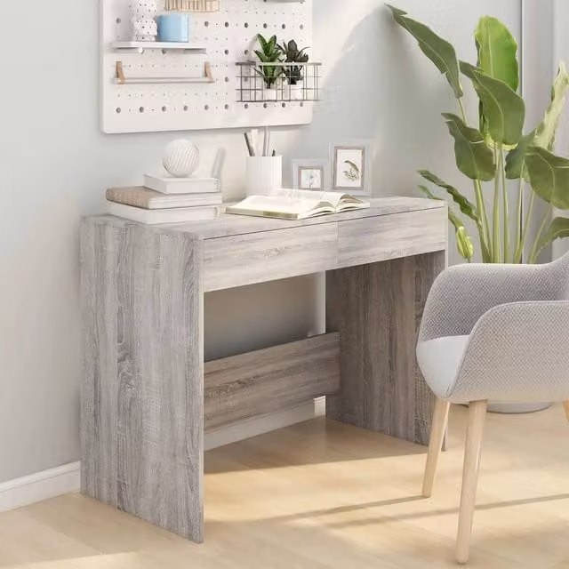 Berkfield Home Sturdy Writing Desk in Grey Sonoma, W/D/H: 101 x 50 x 76.5 cm – 1