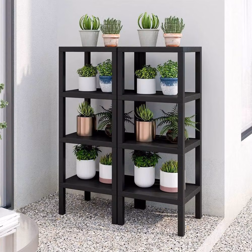 Kelvenix 4-Tier Freestanding Plastic Utility Storage Rack in Black – 5
