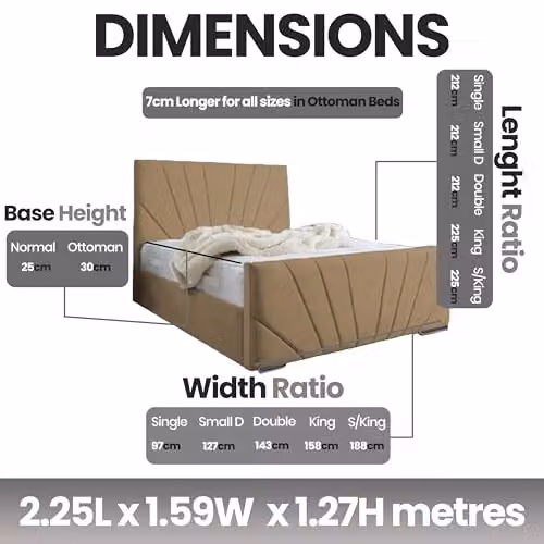 Living Comfort Bedz Sunrise Bed in Mink Plush Velvet with Gas Lift Base, W/D/H: 200 x 160 x 127 cm – 2