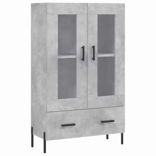 vidaXL Modern Highboard in Concrete Grey with Glass Doors, W/D/H: 69.5 x 31 x 115 cm – 1