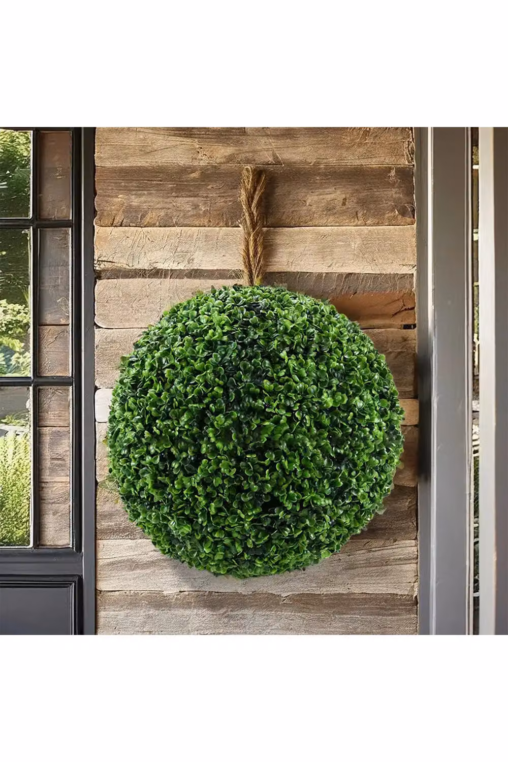 Living and Home Green Faux Eucalyptus and Boxwood Decorative Grass Ball, Diameter: 28 cm – 3