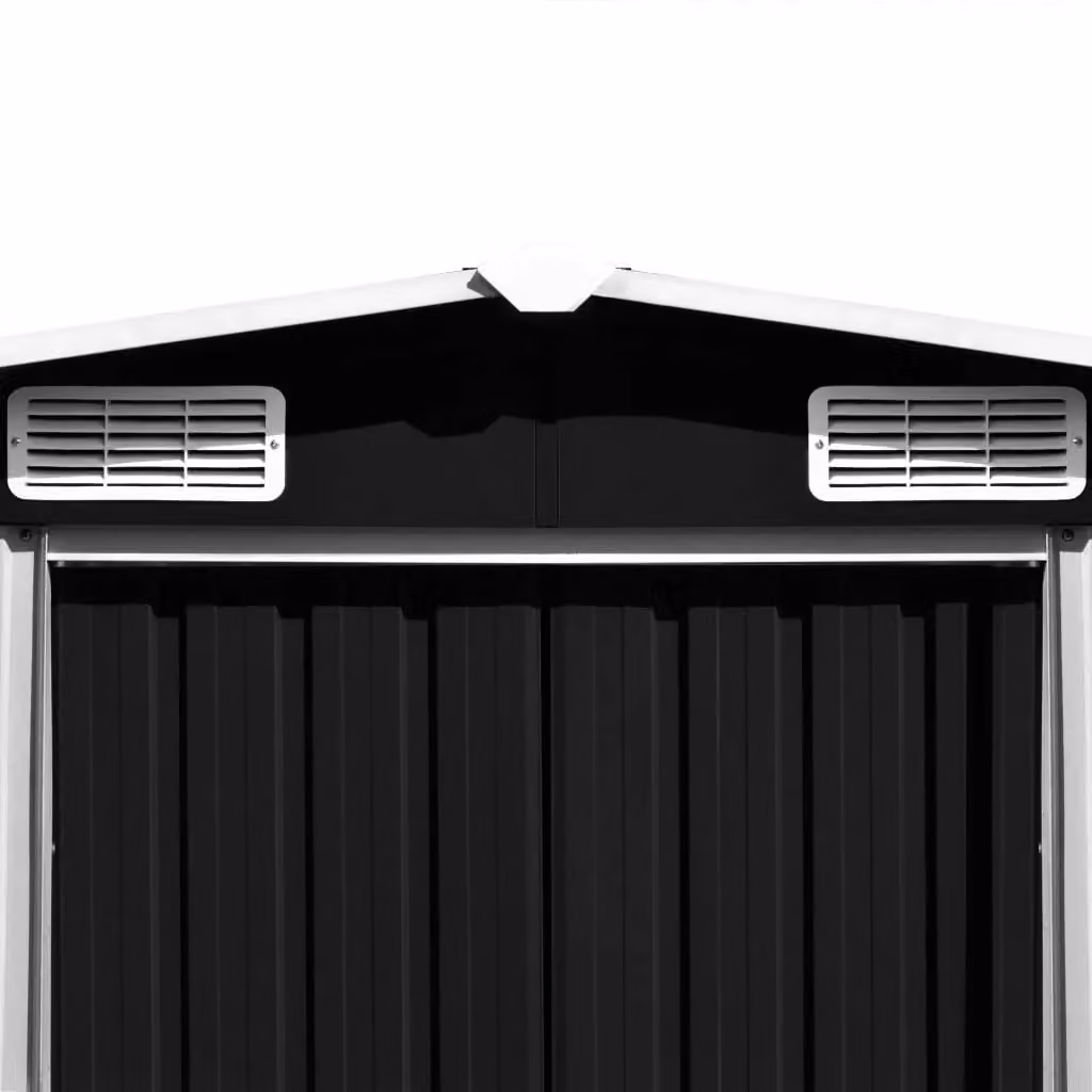 Berkfield Home Metal Garden Shed in Anthracite Black with Sliding Doors and Side Vent, W/D/H: 489 x 257 x 181 cm – 2