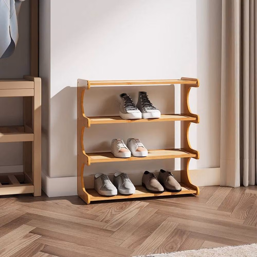 FLAVORA 4-Tier Vertical Bamboo Shoe Rack in Natural Brown, W/D/H: 50 x 20 x 51 cm – 3