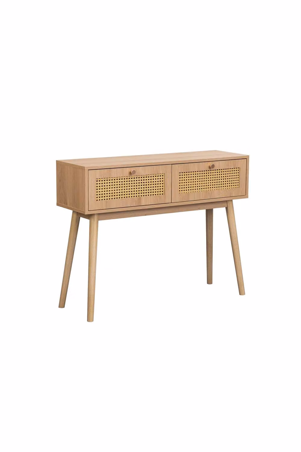 Birlea Croxley Rattan and Oak Console Table in Brown – 2